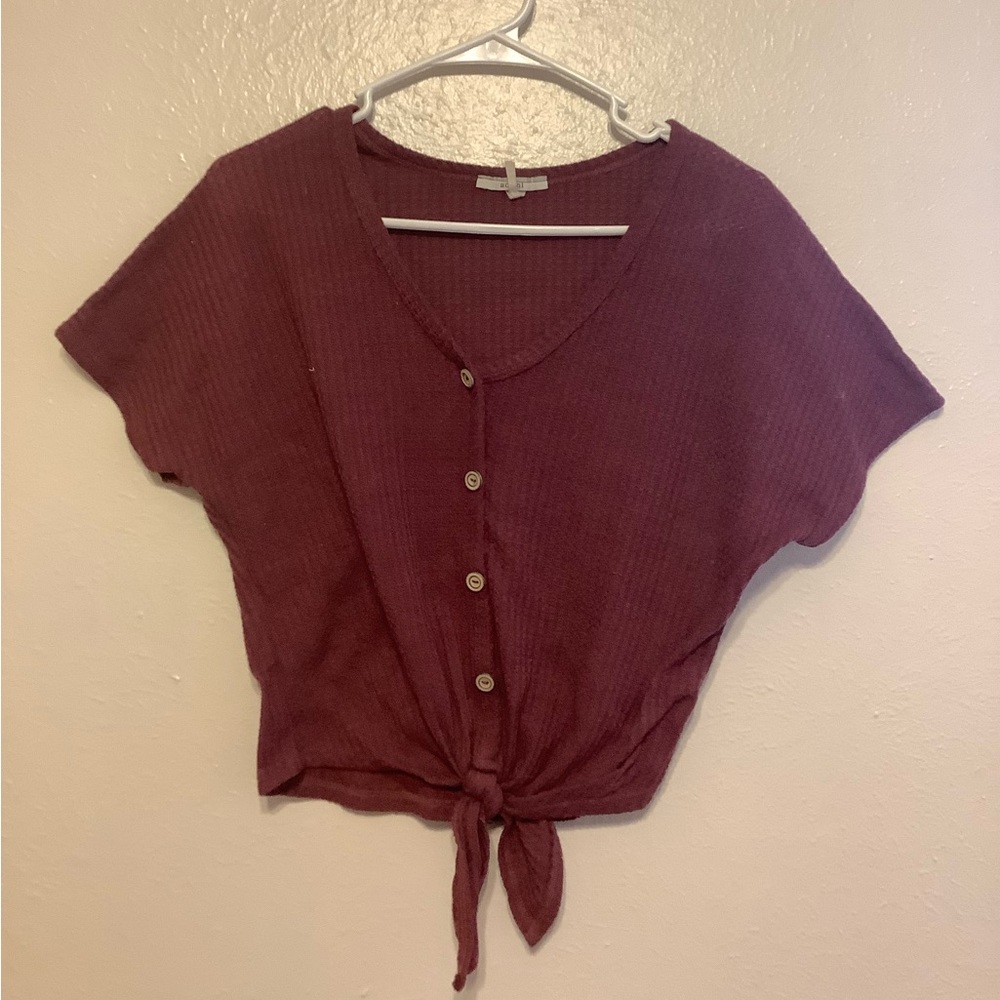 Burgundy, Cute Tee, Acemi